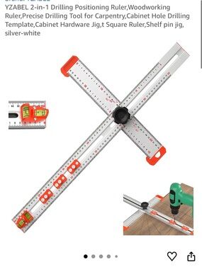 2 rulers. Adjustable 2-in-1 Drilling Positioning Ruler with Level